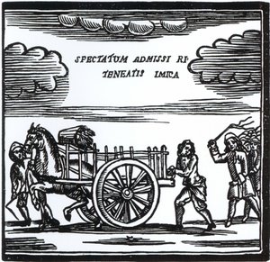 Włóczęga przepychany przez ulice autorstwa English School